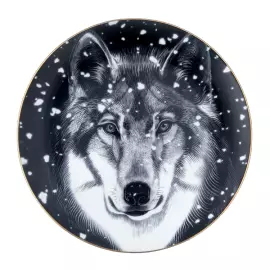 Decorative plate "Ellipse-2" with a pattern "Totem. The Wolf"